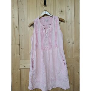 Faherty Dress Womens Small Pink Organic Cotton Gauze Pintuck Sleeveless